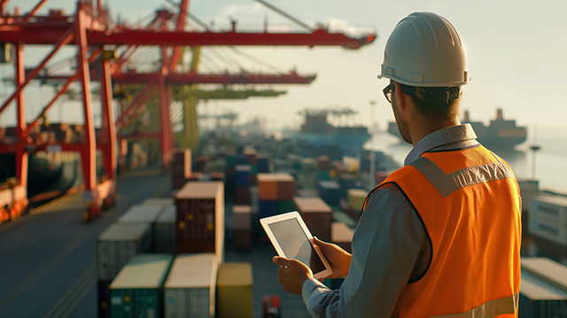 man working at port